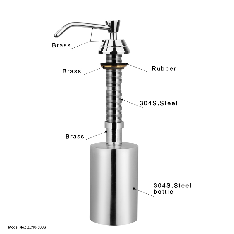 Household Soap Dispenser with 304 Rustproof Stainless Steel Pump